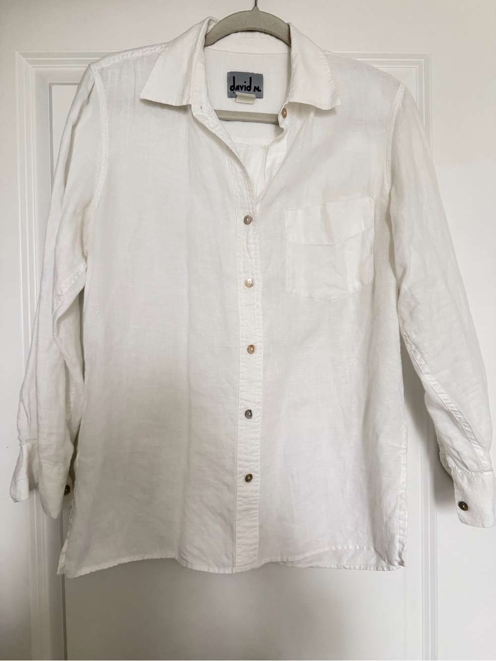 White Linen Button-Up Shirt